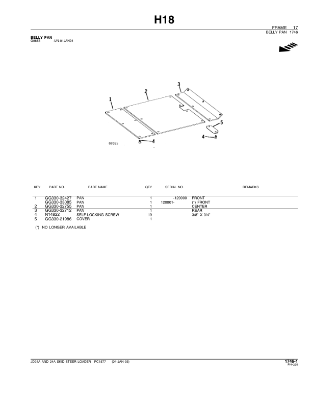 John Deere 24A Skid Steers Parts Catalog Manual – PC1577 Workshop Guide
