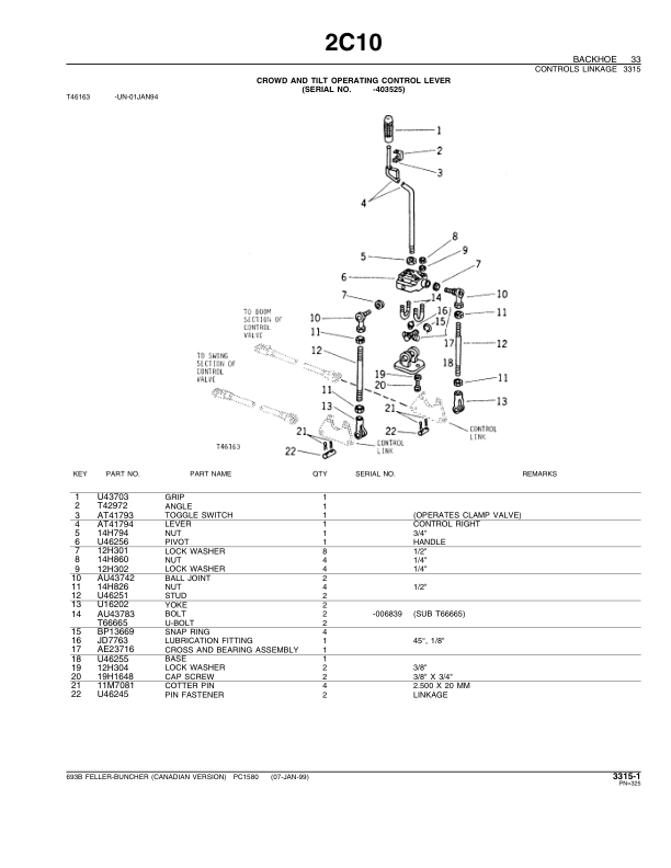 John Deere 693B Tracked Feller Bunchers Parts Catalog Manual – PC1580 Workshop Guide