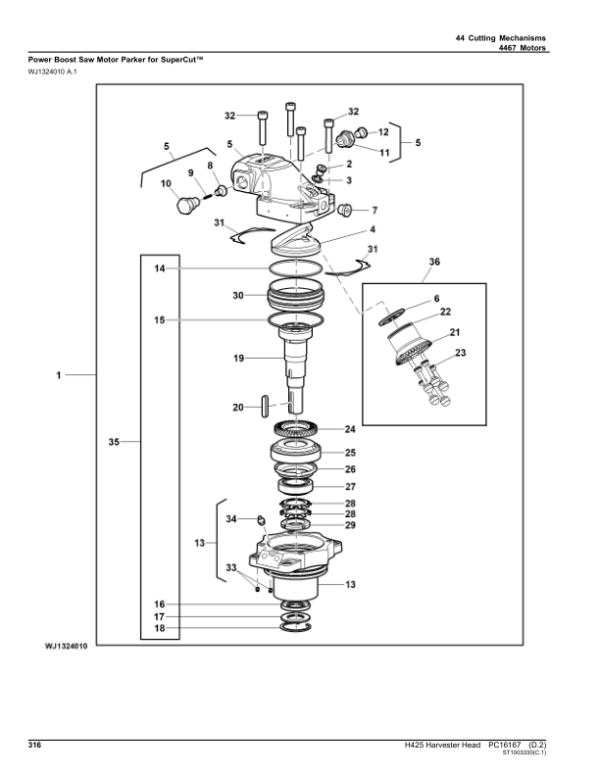 John Deere H425 Harvesting Heads (SN 1EJH425_0002001) Parts Catalog Manual – PC16167 Workshop Guide