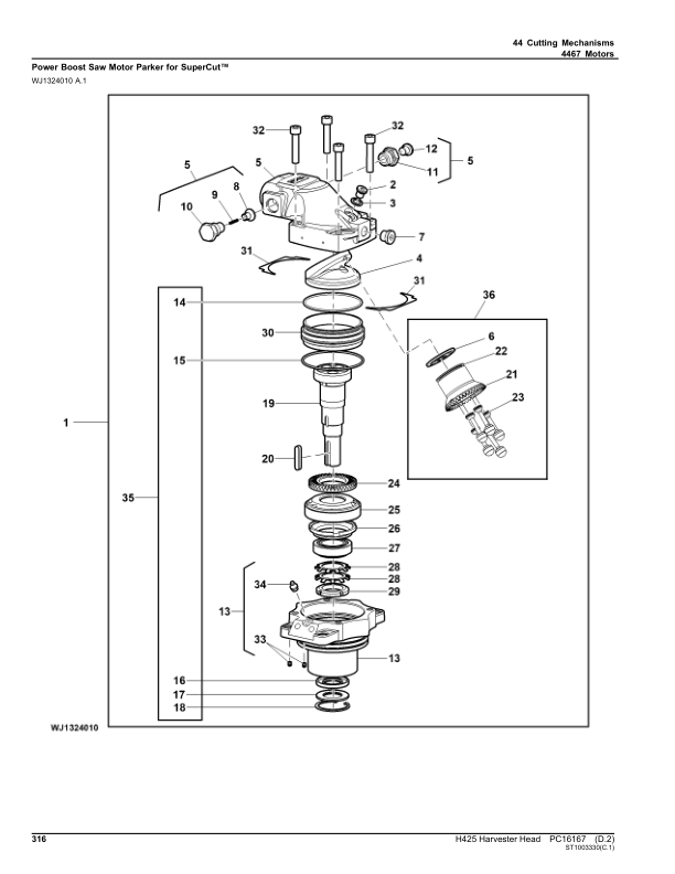 John Deere H425 Harvesting Heads (SN 1EJH425_0002001) Parts Catalog Manual – PC16167 Workshop Guide