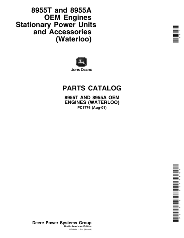 John Deere 8955, 8955A, 8955T Engines Parts Catalog Manual – PC1776 Workshop Guide