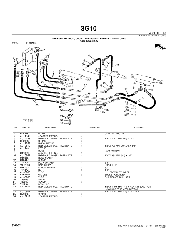 John Deere 444C, 444CH Loaders Parts Catalog Manual – PC1788 Workshop Guide
