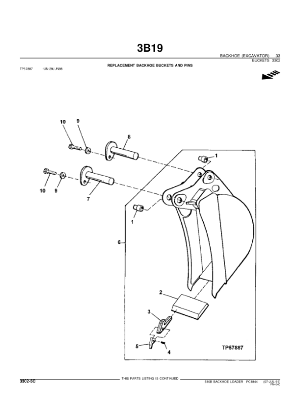 John Deere 510B Backhoes Parts Catalog Manual – PC1844 Workshop Guide