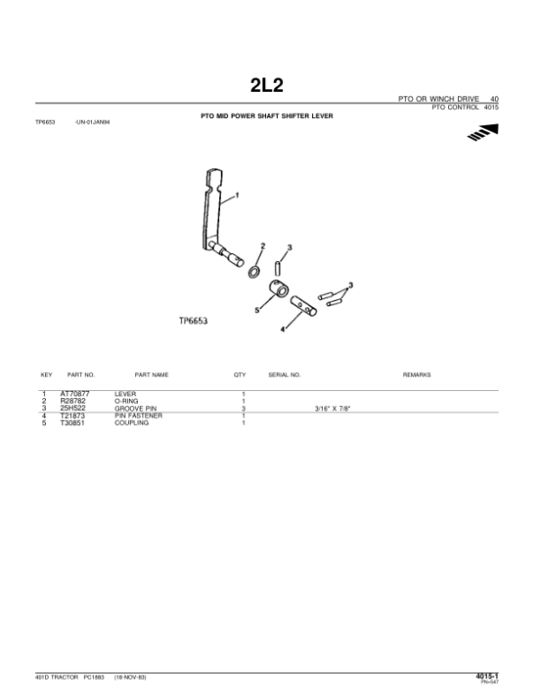 John Deere 401D Backhoes Parts Catalog Manual – PC1883 Workshop Guide