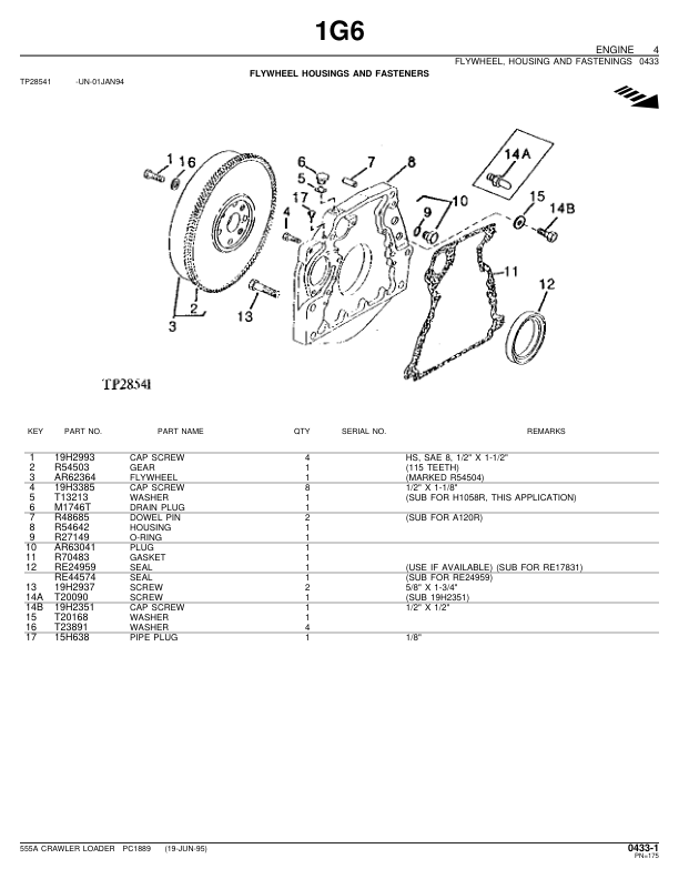 John Deere 555A Crawlers Parts Catalog Manual – PC1889 Workshop Guide