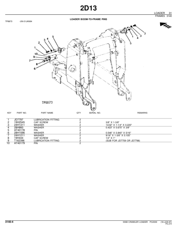 John Deere 555B Crawlers Parts Catalog Manual – PC2039 Workshop Guide