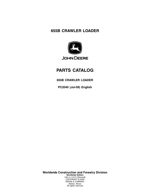 John Deere 655B Crawlers Parts Catalog Manual – PC2040 Workshop Guide