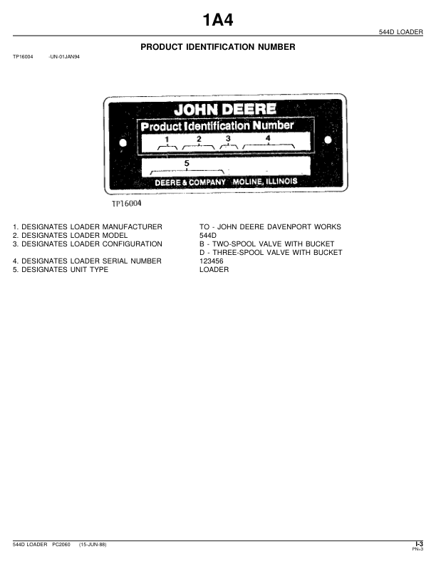 John Deere 544D Loaders Parts Catalog Manual – PC2060 Workshop Guide