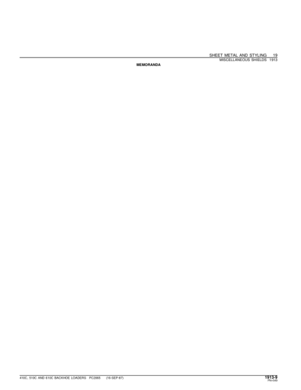 John Deere 410C, 510C, 610C Backhoes Parts Catalog Manual – PC2065 Workshop Guide