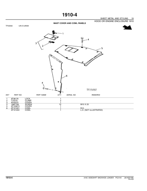 John Deere 315C Backhoes Parts Catalog Manual – PC2144 Workshop Guide