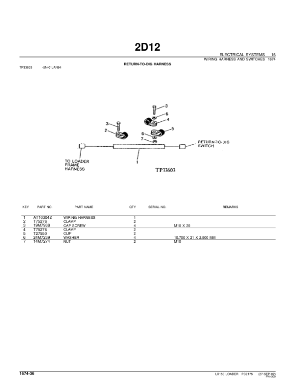 John Deere LX150 Loaders Parts Catalog Manual – PC2175 Workshop Guide