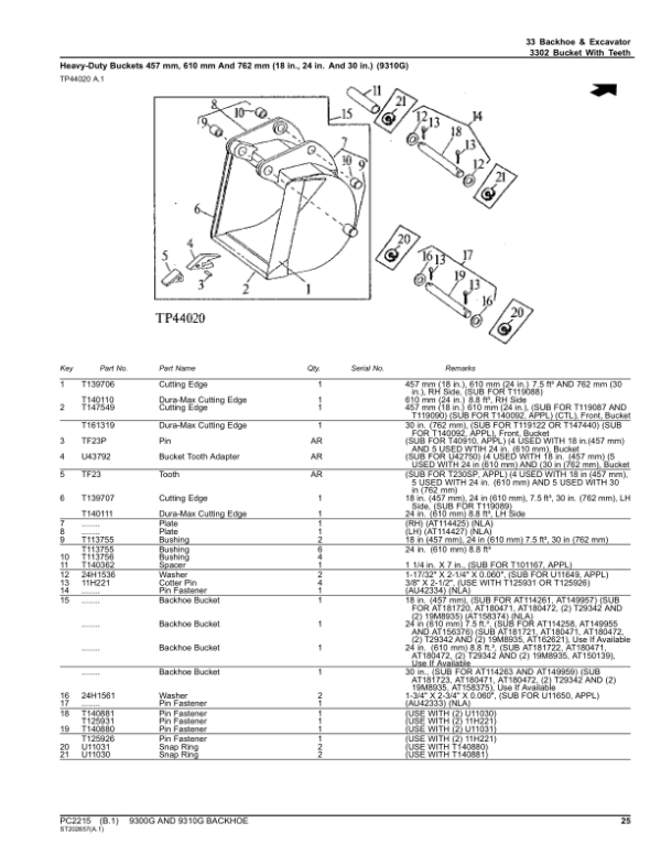 John Deere 9300G, 9310G Backhoes Parts Catalog Manual – PC2215 Workshop Guide