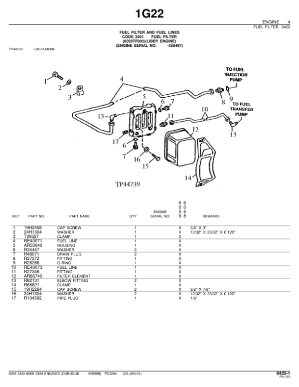 John Deere 5.9L, 6.8L, 6059, 6068 Engines (SN before – 699999) Parts Catalog Manual – PC2294 Workshop Guide