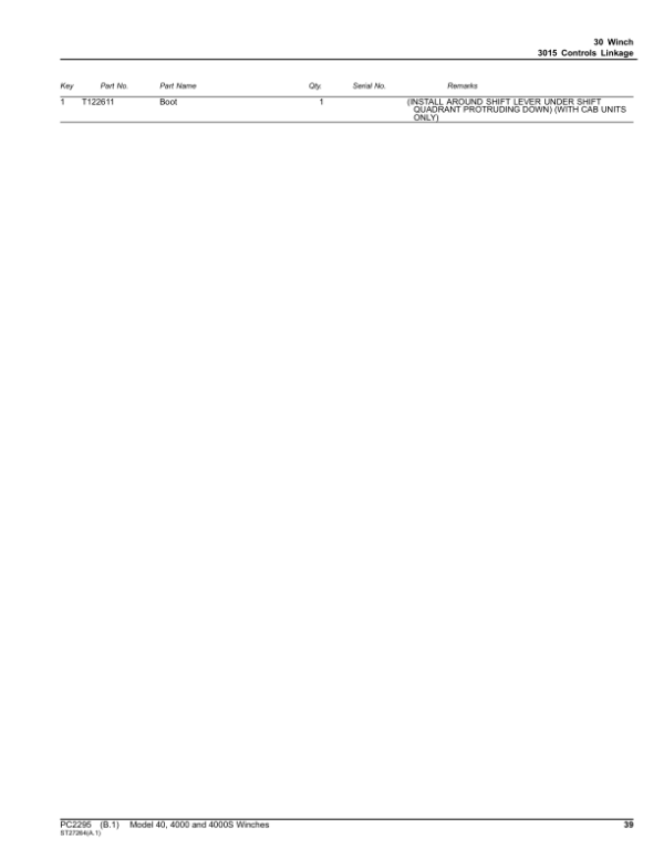 John Deere 40, 4000, 4000S (40 Winches) Parts Catalog Manual – PC2295 Workshop Guide