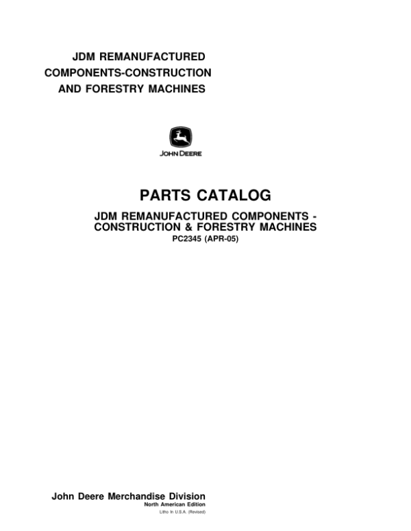 John Deere JDM Remanufactured Components Parts Catalog Manual – PC2345 Workshop Guide