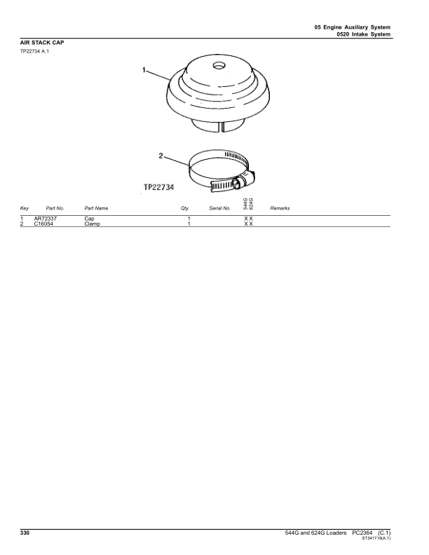 John Deere 544G, 624G, 544GTC, 544GLL Loaders Parts Catalog Manual – PC2364 Workshop Guide