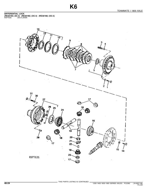 John Deere 1200, 1400, 1600, 1800 Axles Parts Catalog Manual – PC2382 Workshop Guide