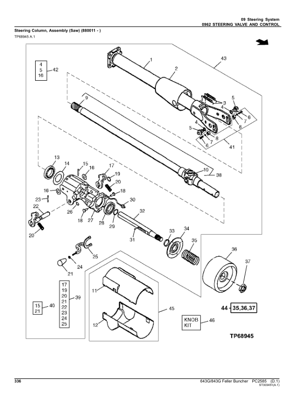 John Deere 643G, 843G Wheeled Feller Bunchers Parts Catalog Manual – PC2585 Workshop Guide