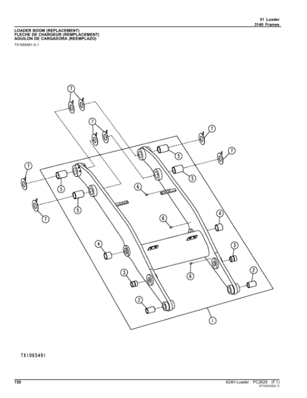 John Deere 624H, TC62H, 624H LL Loaders Parts Catalog Manual – PC2628 Workshop Guide