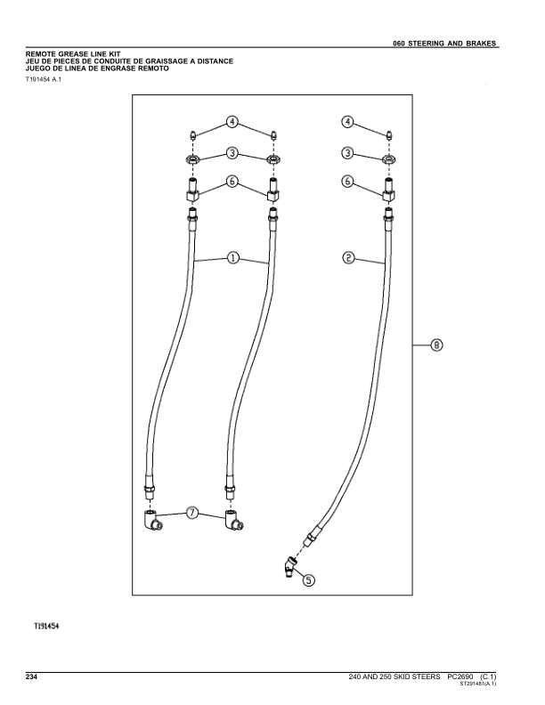 John Deere 240, 250 Skid Steers Parts Catalog Manual – PC2690 Workshop Guide