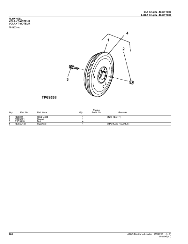 John Deere 410G Backhoes Parts Catalog Manual – PC2756 Workshop Guide