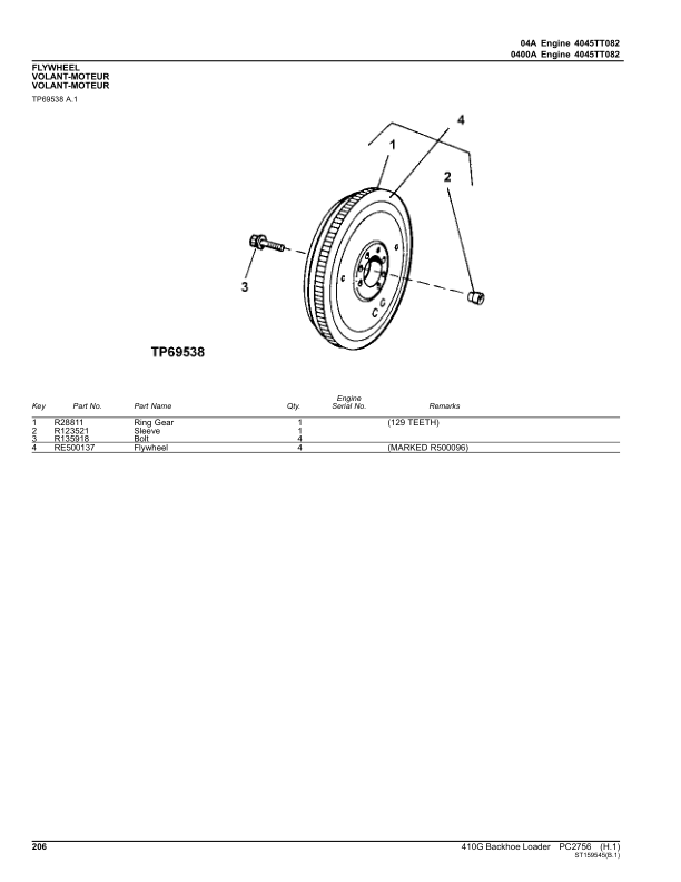 John Deere 410G Backhoes Parts Catalog Manual – PC2756 Workshop Guide
