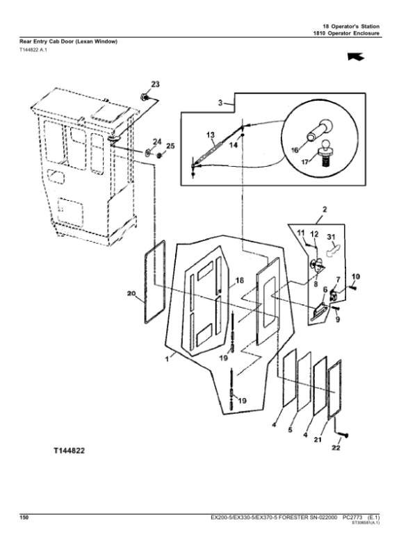 John Deere Hitachi EX200-5, EX330-5, EX370-5 Foresters Parts Catalog Manual – PC2773 Workshop Guide