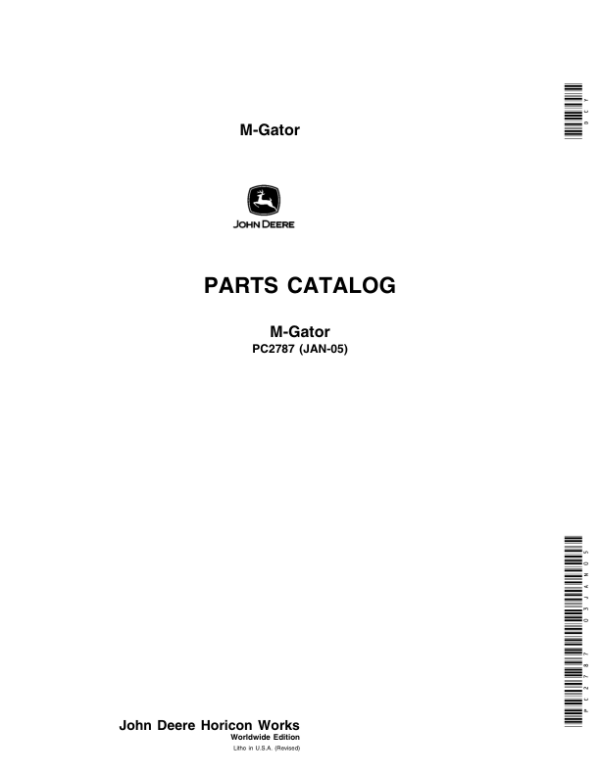 John Deere 6X4 Utility Vehicle (Yr 1999 – 2005) Parts Catalog Manual – PC2787 Workshop Guide