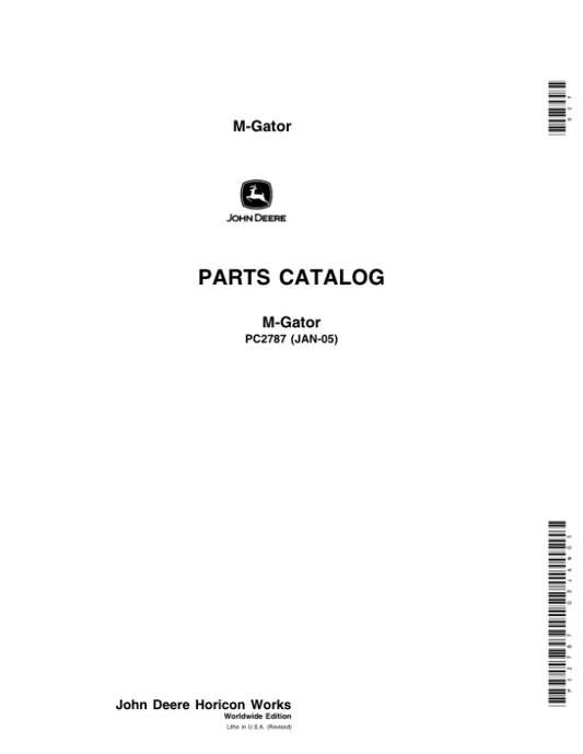 John Deere 6X4 Utility Vehicle (Yr 1999 – 2005) Parts Catalog Manual – PC2787 Workshop Guide