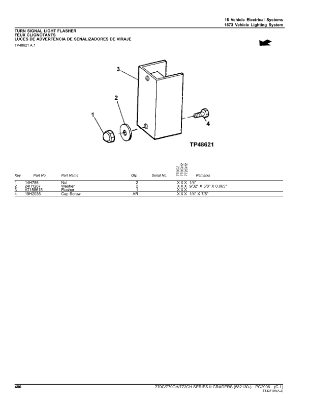 John Deere 770C, 770CH, 772CH Motor Graders (SN 582130 -) Parts Catalog Manual – PC2906 Workshop Guide