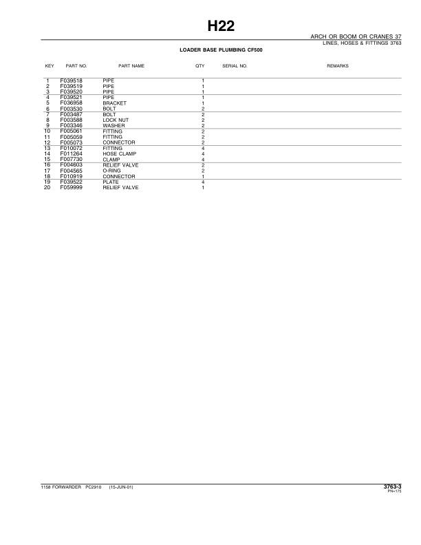 John Deere 1158 Forwarders Parts Catalog Manual – PC2910 Workshop Guide