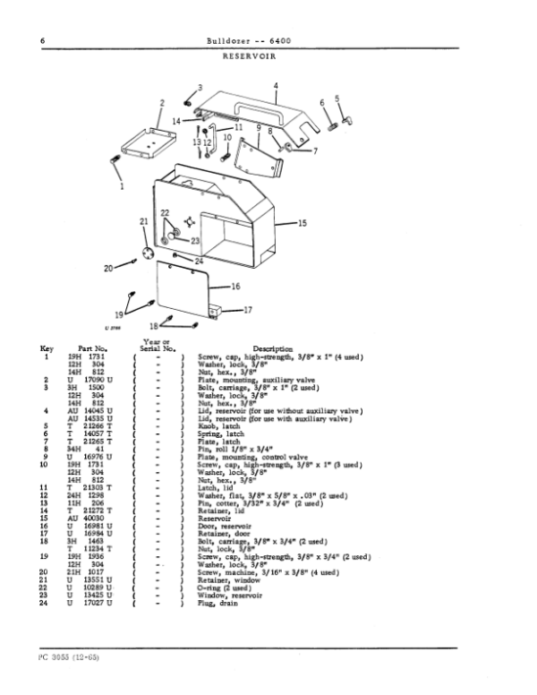 John Deere 6400 Attachments (JD 6400 Bulldozer and JD450 Crawler Tractor (YR 1965- ) Parts Catalog Manual – PC3055 Workshop Guide