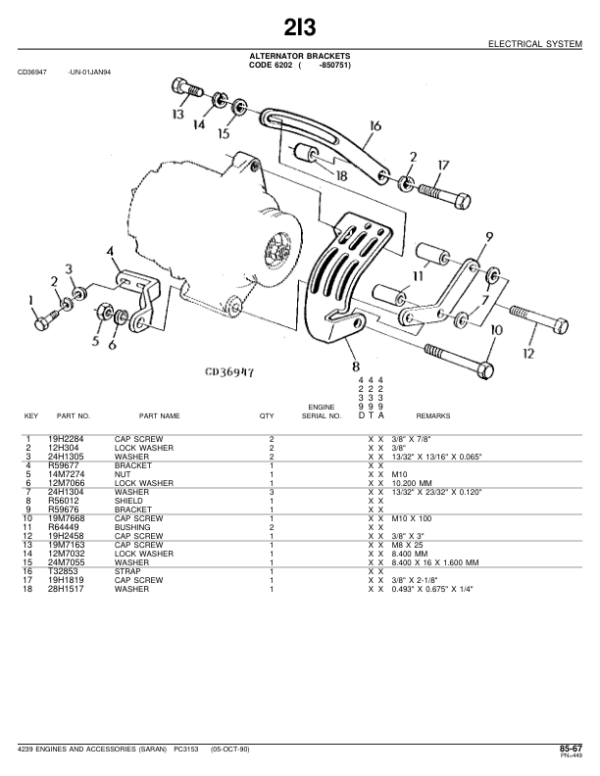 John Deere 4239 Engines (SNSARAN, FRANCE) Parts Catalog Manual – PC3153 Workshop Guide