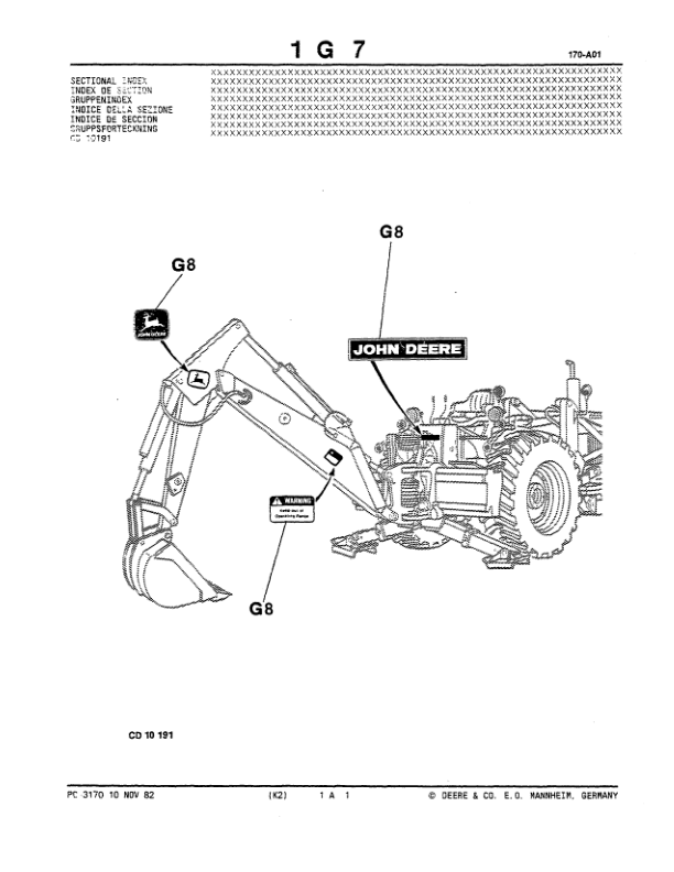 John Deere 9505, 9510, 9511 Backhoe Attachments Parts Catalog Manual – PC3170 Workshop Guide