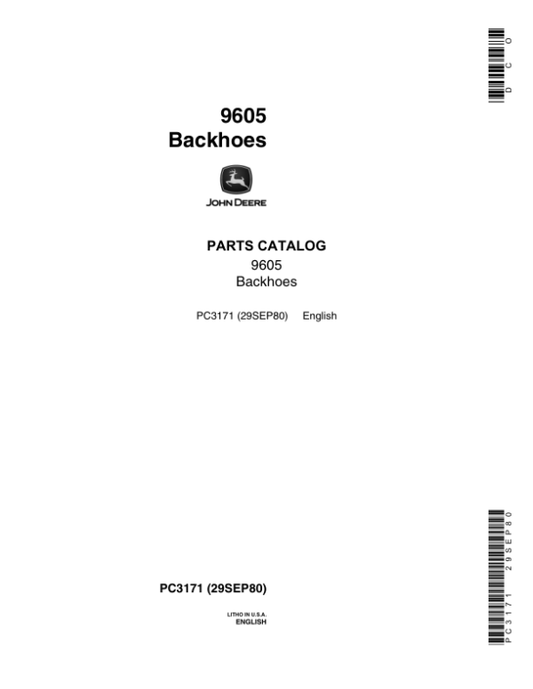 John Deere 9605 Backhoe Attachments Parts Catalog Manual – PC3171 Workshop Guide