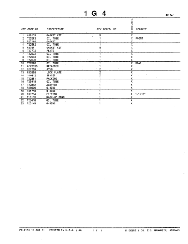John Deere 300A Backhoes Parts Catalog Manual – PC4116 Workshop Guide