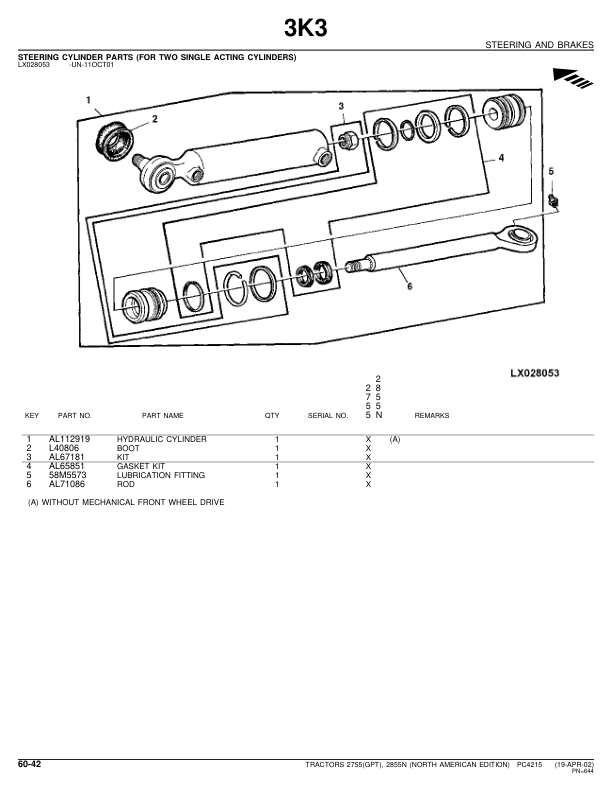 John Deere 2755, 2855N Tractors Parts Catalog Manual – PC4215 Workshop Guide