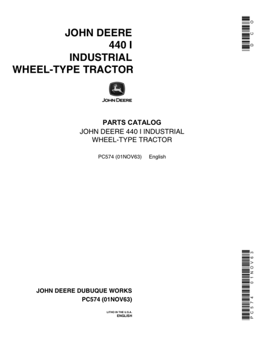 John Deere 440I Tractors Parts Catalog Manual – PC574 Workshop Guide