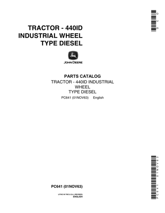 John Deere 440ID Tractors Parts Catalog Manual – PC641 Workshop Guide