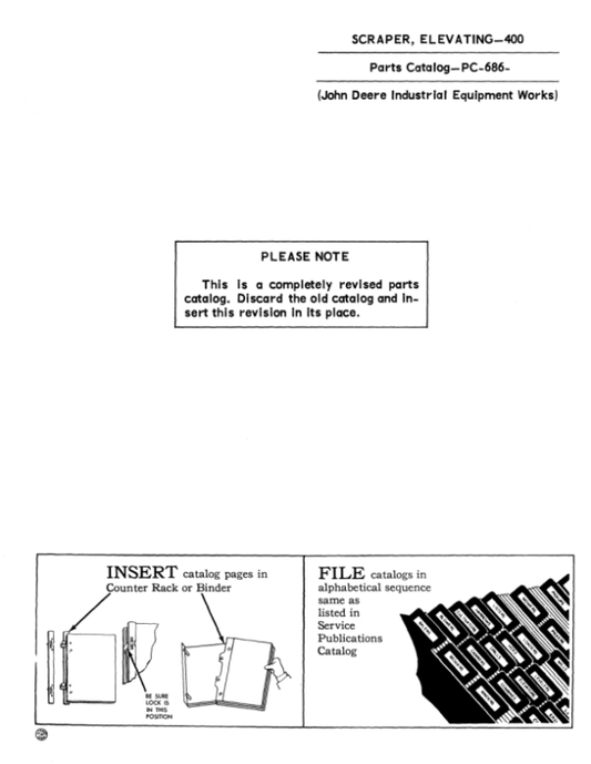 John Deere 400 Scrapers Parts Catalog Manual – PC686 Workshop Guide