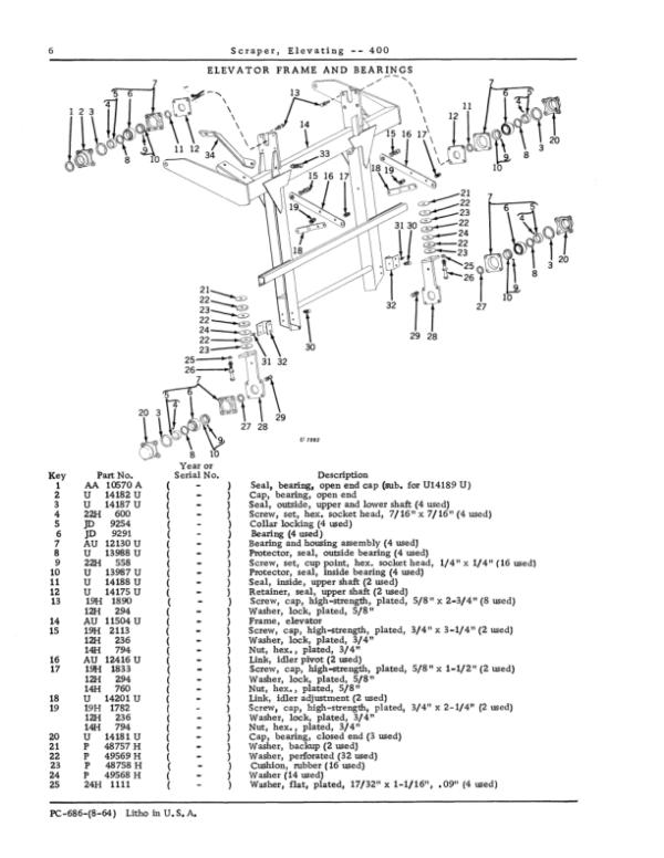 John Deere 400 Scrapers Parts Catalog Manual – PC686 Workshop Guide