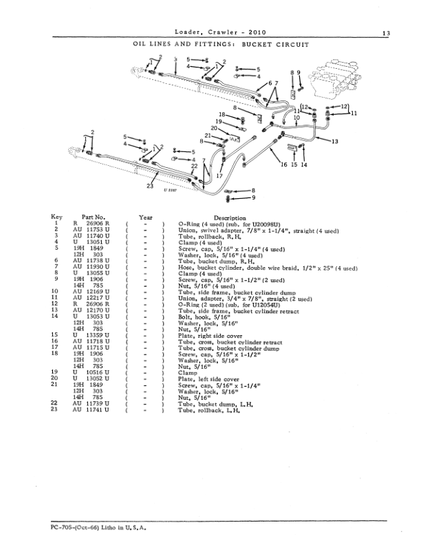 John Deere 2010, 805, 806, 807 Bucket Attachments Parts Catalog Manual – PC705 Workshop Guide