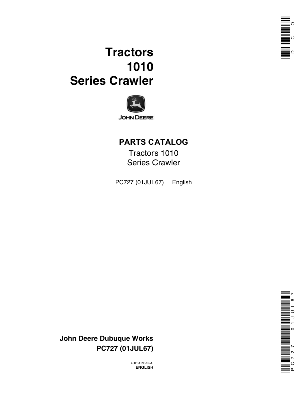 John Deere 1010 Crawlers Parts Catalog Manual – PC727 Workshop Guide