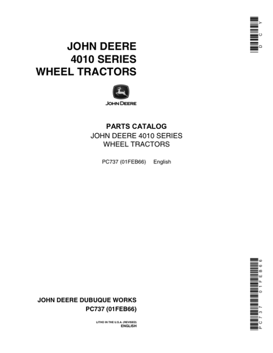 John Deere 4010 Backhoes Parts Catalog Manual – PC737 Workshop Guide