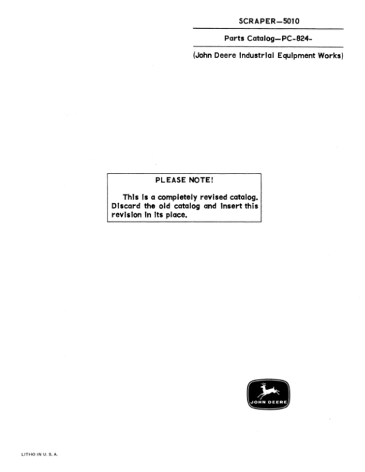 John Deere 5010 Scrapers Parts Catalog Manual – PC824 Workshop Guide