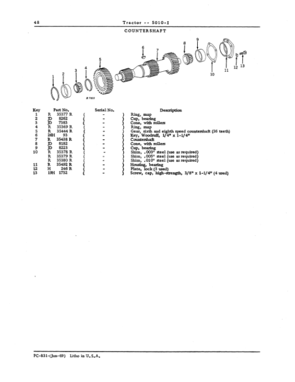 John Deere 5010, 5010I Tractors Parts Catalog Manual – PC831 Workshop Guide