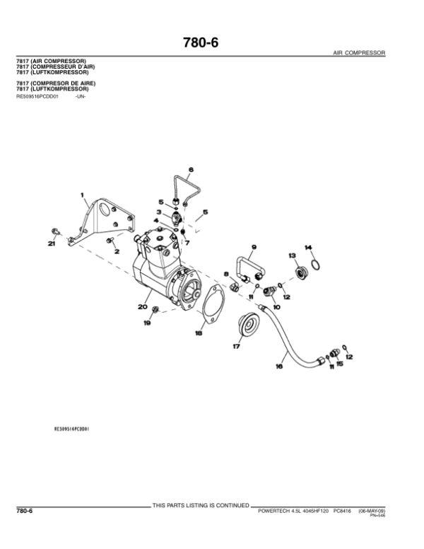 John Deere 4.5L, 4045HF120 Engines Parts Catalog Manual – PC8416 Workshop Guide