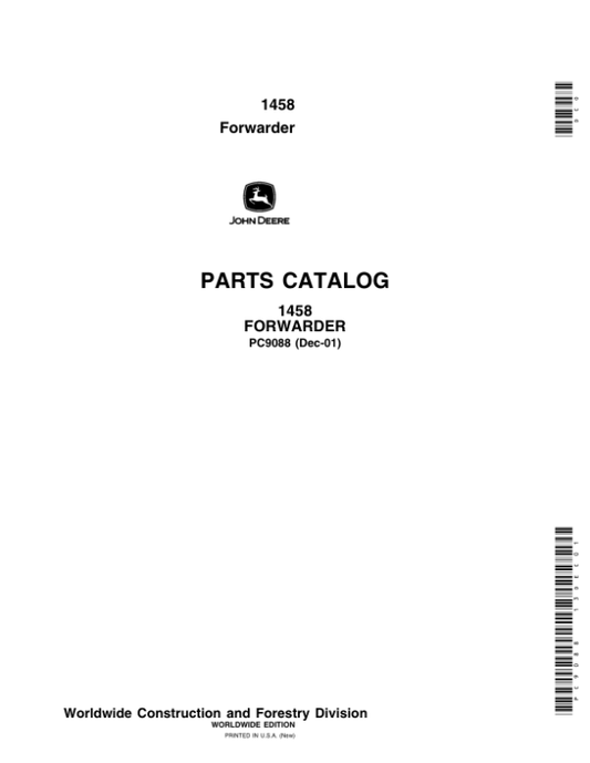 John Deere 1458 Forwarders Parts Catalog Manual – PC9088 Workshop Guide