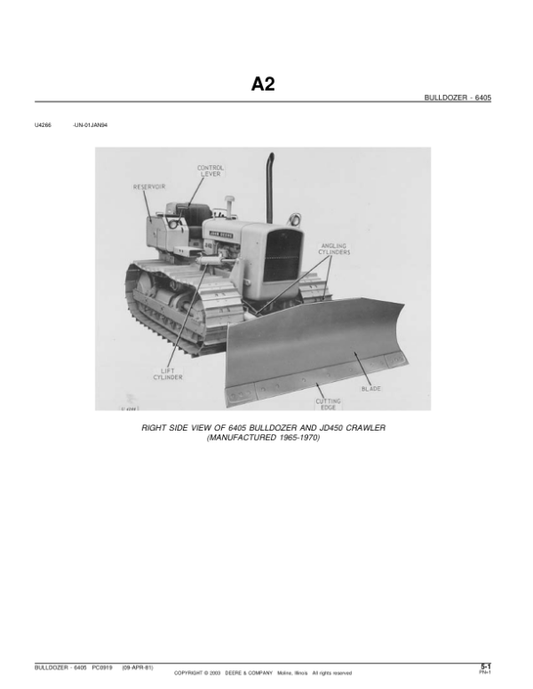 John Deere 6405, 450, 450B Attachments (SN Parts Catalog is for a 6405 Bulldozer Attachment.) Parts Catalog Manual – PC919 Workshop Guide