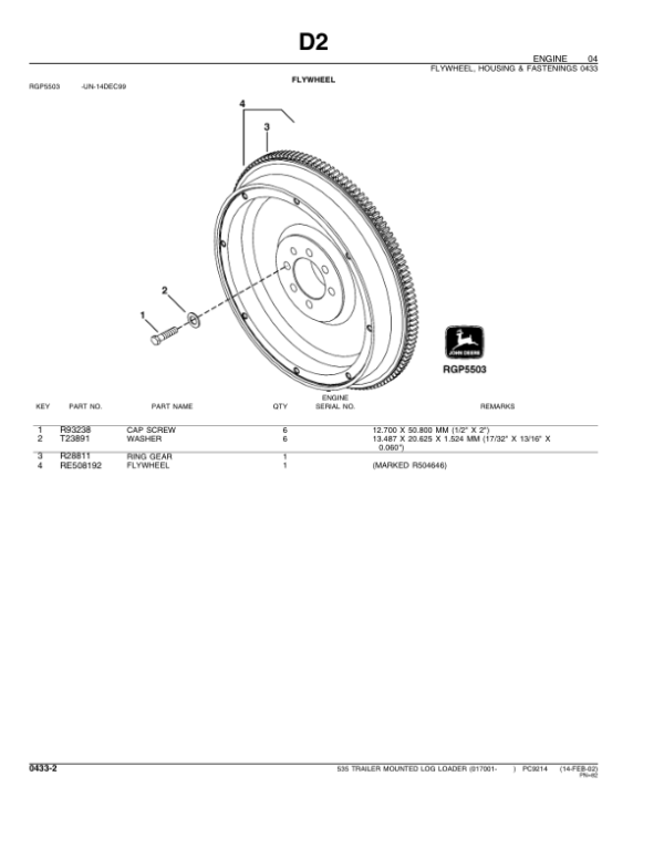 John Deere 535 Knuckleboom Loader (SN 017001-) Parts Catalog Manual – PC9214 Workshop Guide